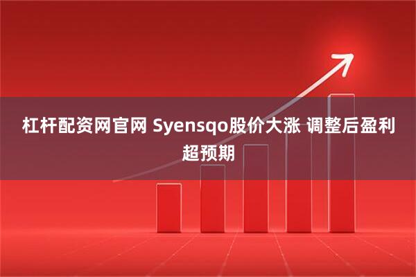 杠杆配资网官网 Syensqo股价大涨 调整后盈利超预期